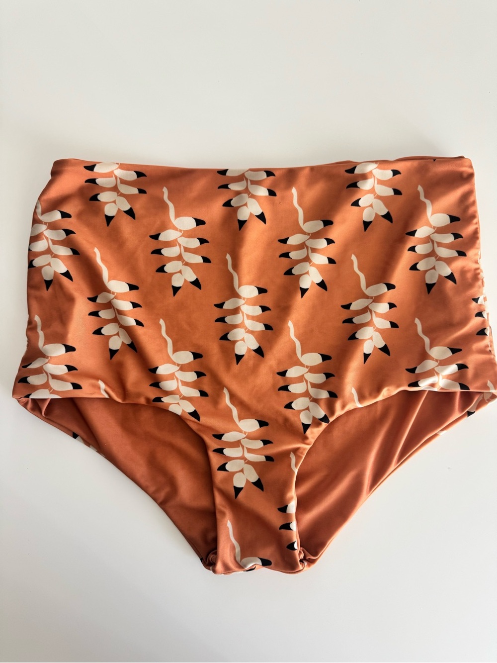 Of One Sea Women’s Reversible High-Waist Swim Bottoms Rust Floral Print Large